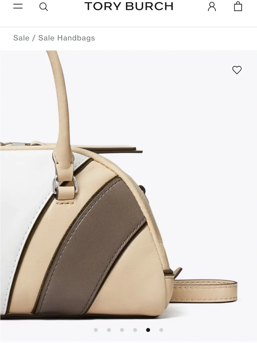 Tory Burch Tricolor Dome Satchel in Cream, White & Taupe